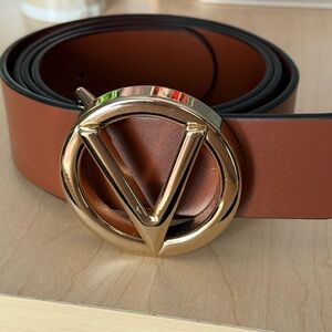 Valentino Brown Belt with Gold Buckle